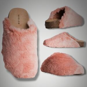 HARLOW Women's Grace Dusty Pink Faux Fur Slip-on's